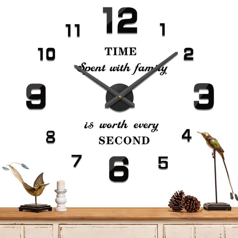 Mintime Modern Frameless DIY Wall Clock Large 3D Wall Watch Mirror Numbers for Home Office Decorations - Image 1